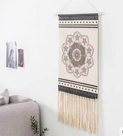 Nordic Geometric Handmade Tapestry Wall Hanging Macrame Home Decor Retro Nordic Door hang Craft Handcrafted Indian Decor 70*50cm