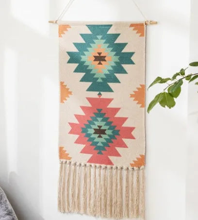 Nordic Geometric Handmade Tapestry Wall Hanging Macrame Home Decor Retro Nordic Door hang Craft Handcrafted Indian Decor 70*50cm