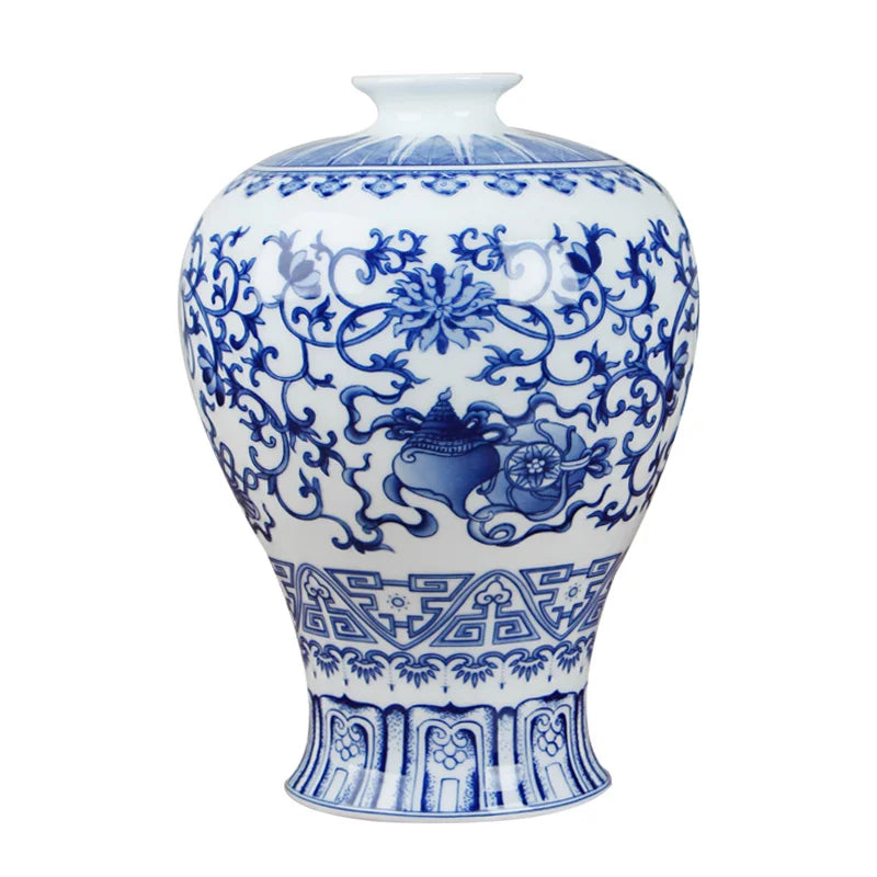 Classic Chinese Blue and White Ceramic Vase Antique Tabletop Porcelain Flower Vase For Hotel Dining Room Decoration