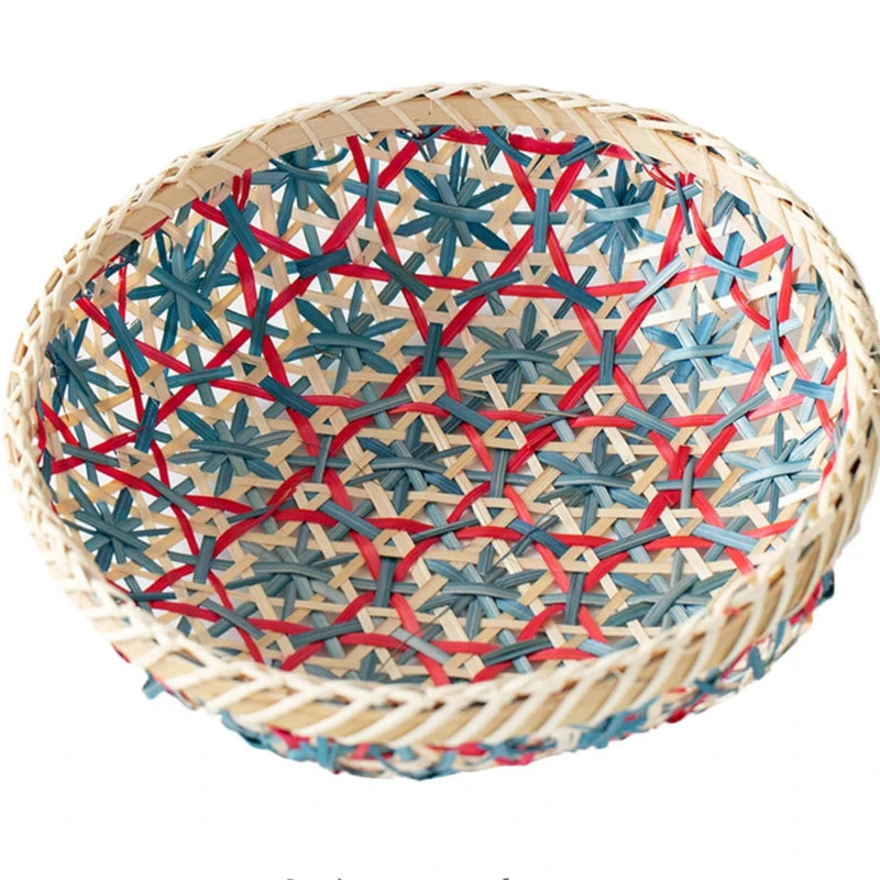 Round Rattan Bread Basket  Round Woven Basket Fruit Bowl rattan baskets with lids
