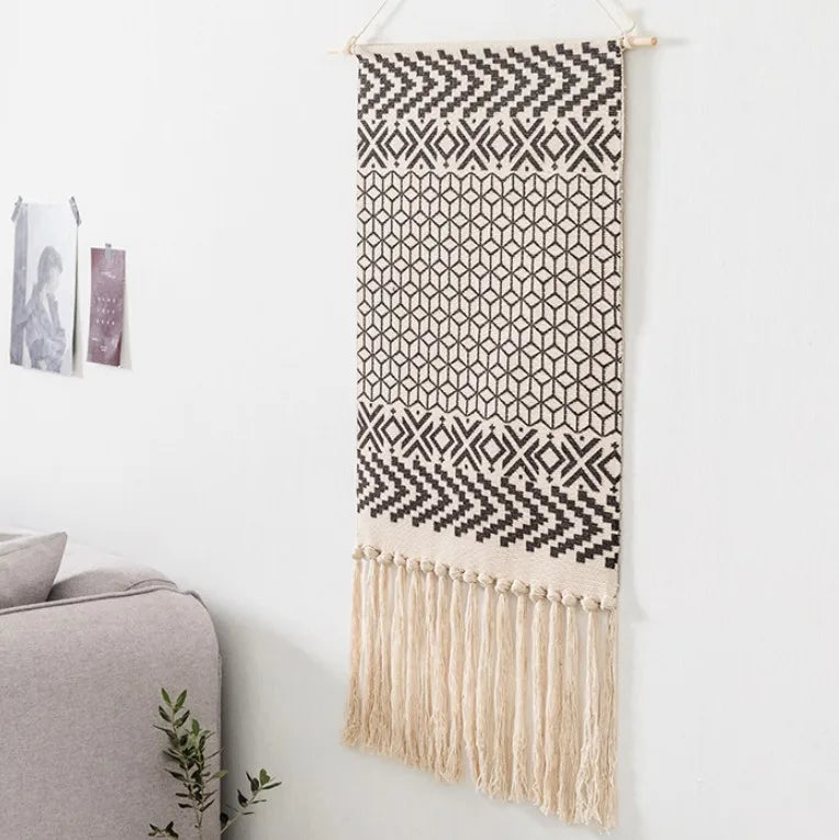 Nordic Geometric Handmade Tapestry Wall Hanging Macrame Home Decor Retro Nordic Door hang Craft Handcrafted Indian Decor 70*50cm