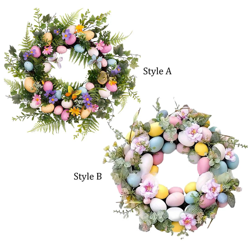 45cm Easter Egg Wreath Spring Wreaths  Front Door Patio Porch Easter Egg Mini Spring Easter Wreath Decoration Porch Decor