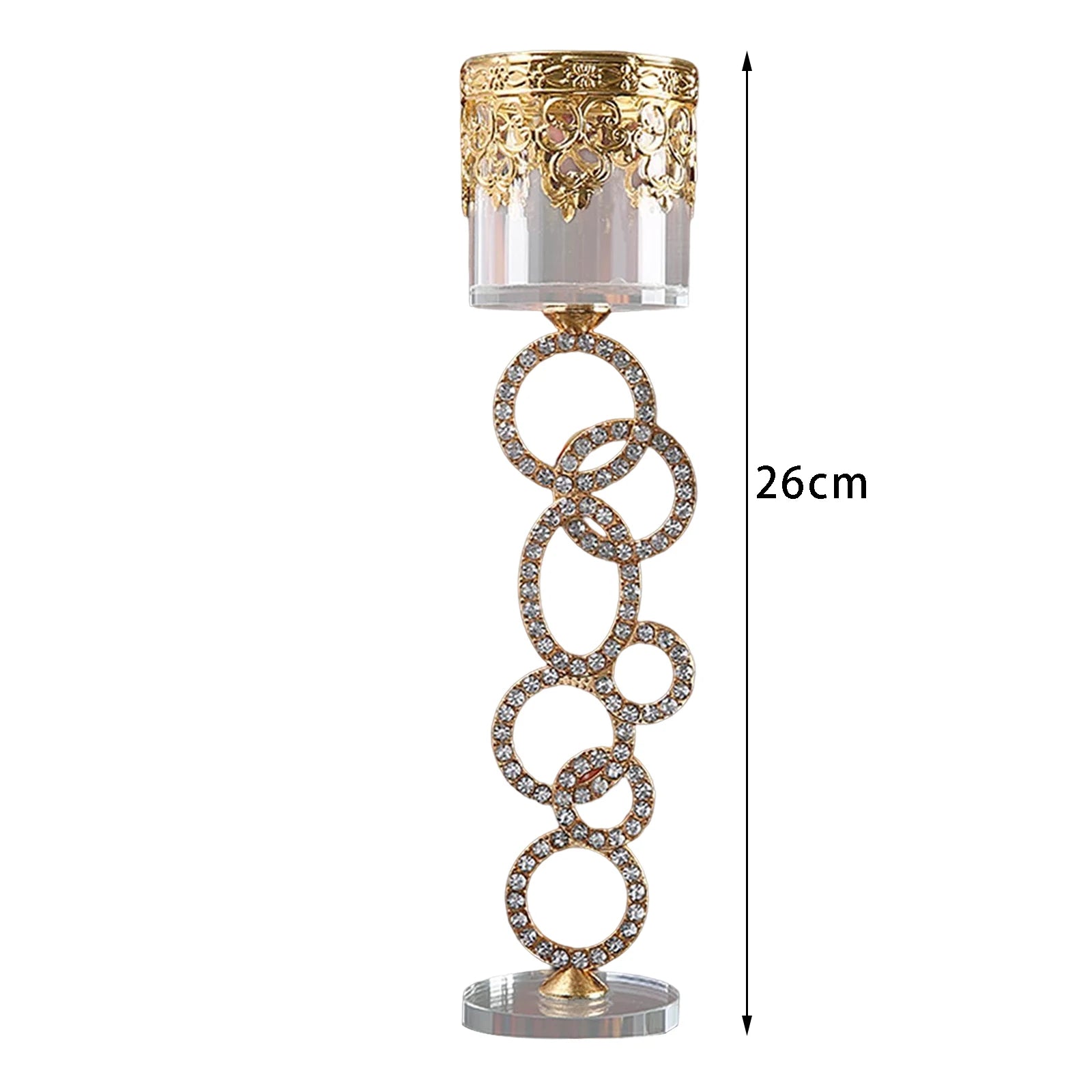 Modern Minimalist Cylindrical Glass Crystal Candlestick Metal Butter Lamp Holder Tea Light Holder Home Decor With Diamond Ring