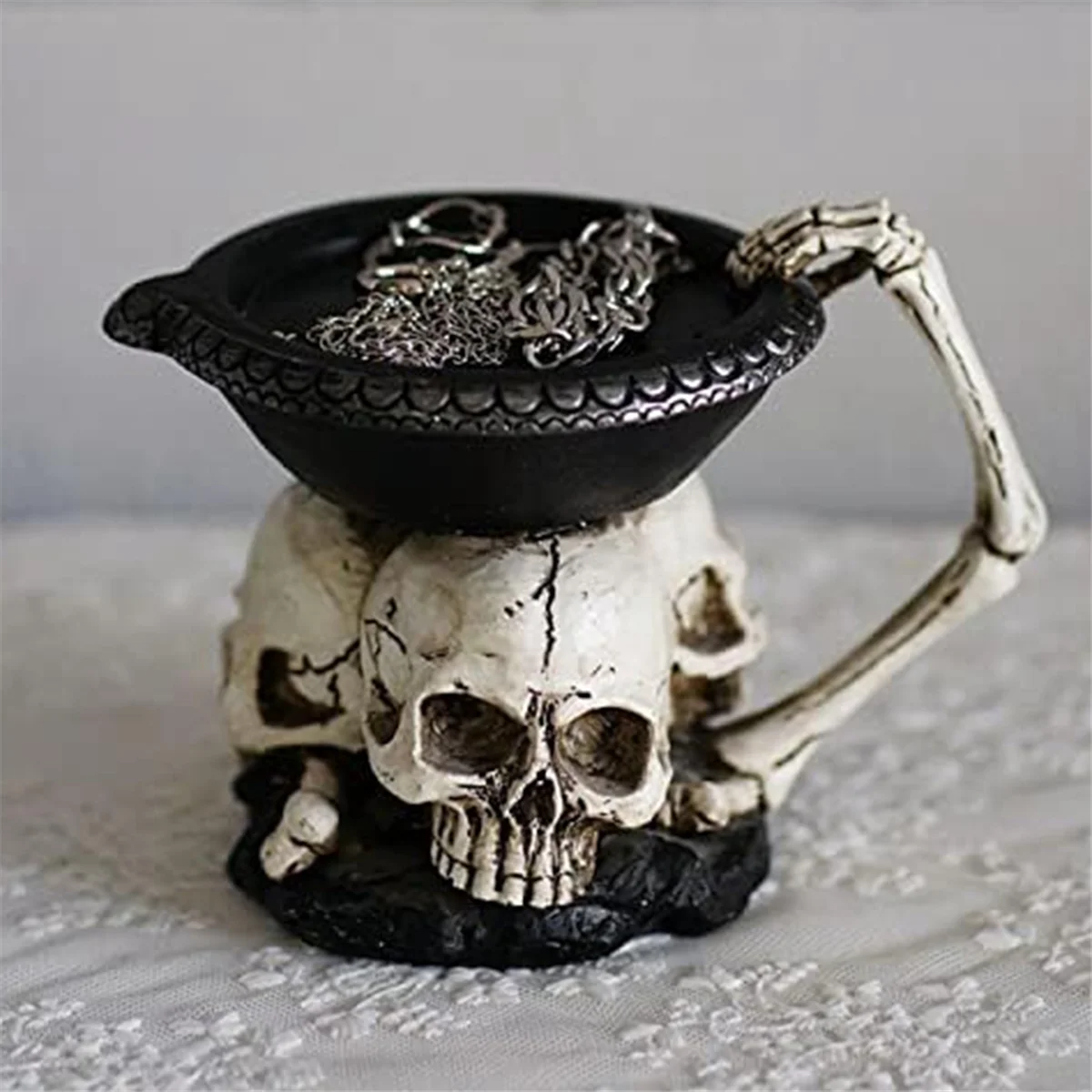 Skull Candle Holder  Gothic Shed Tears Human Skull Tealight Candle Holder 