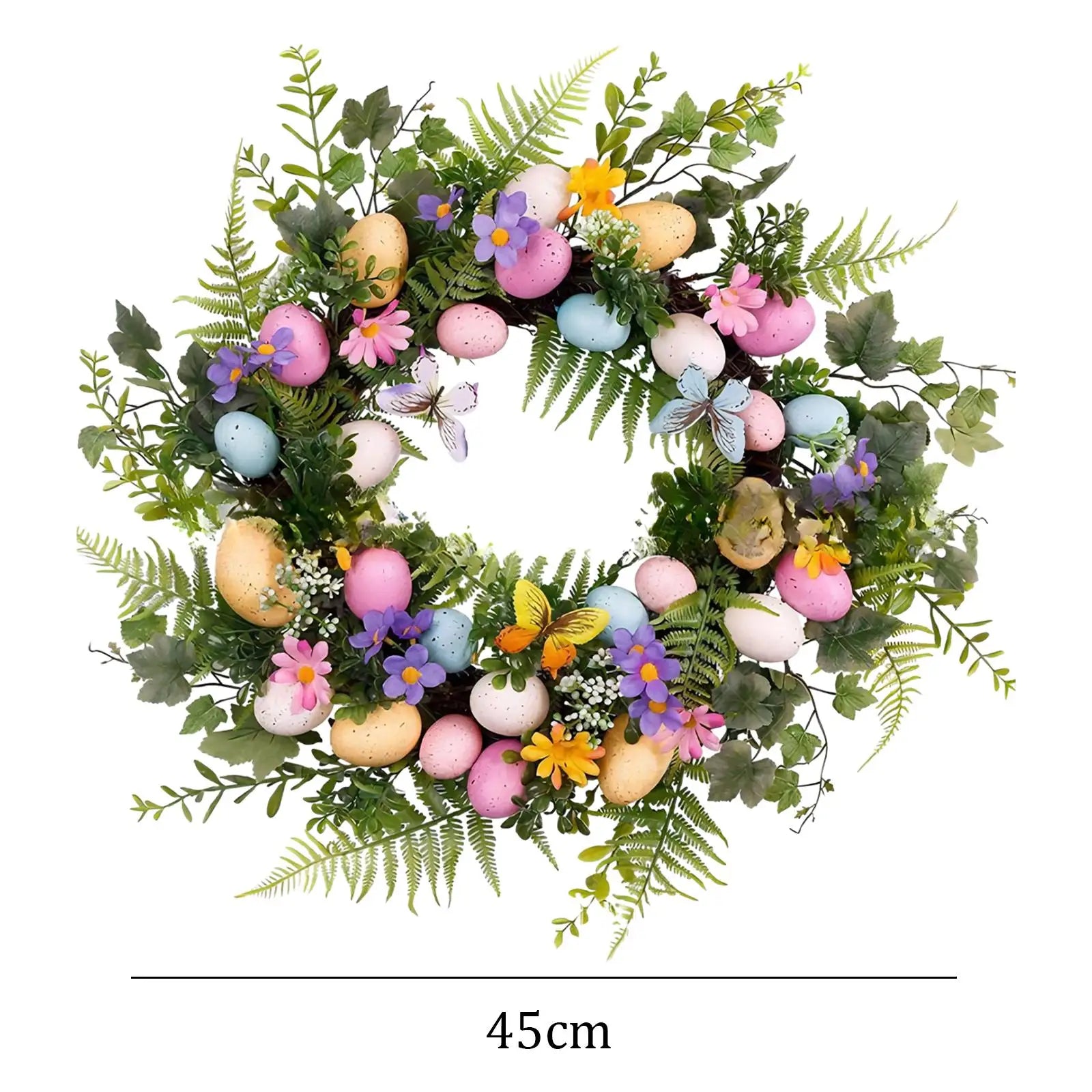 45cm Easter Egg Wreath Spring Wreaths  Front Door Patio Porch Easter Egg Mini Spring Easter Wreath Decoration Porch Decor