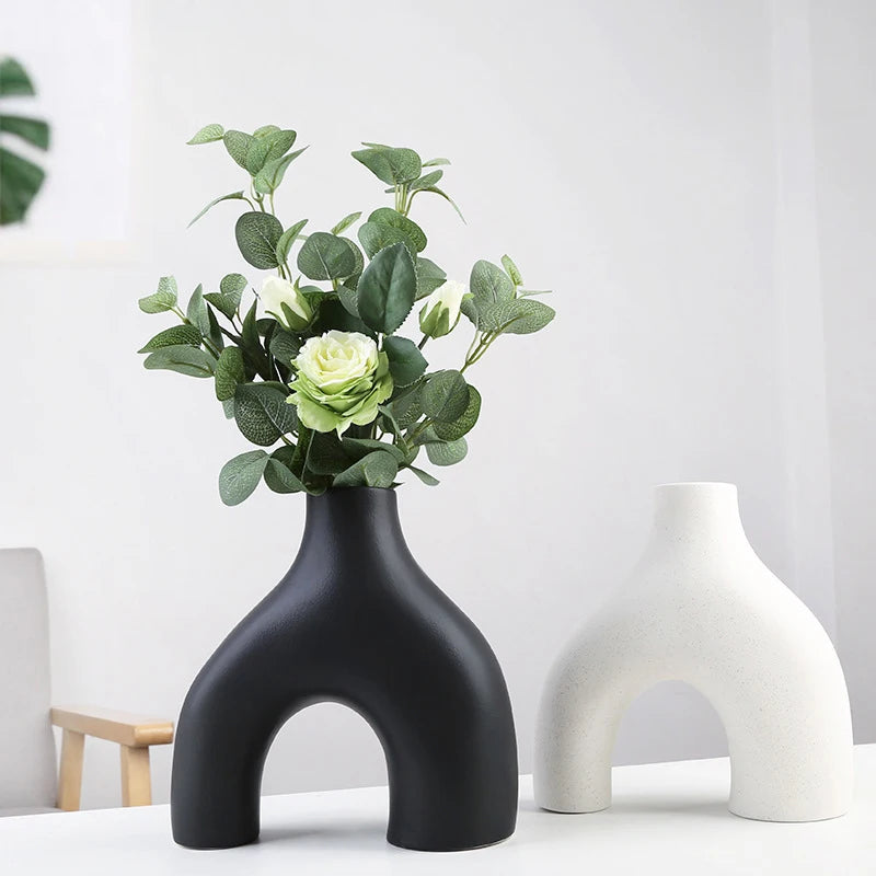 Flower Vases Home Decor Nordic Ceramic Vase Home Decoration Accessories Office Bookshelf Decorative Flower Vase Design Original