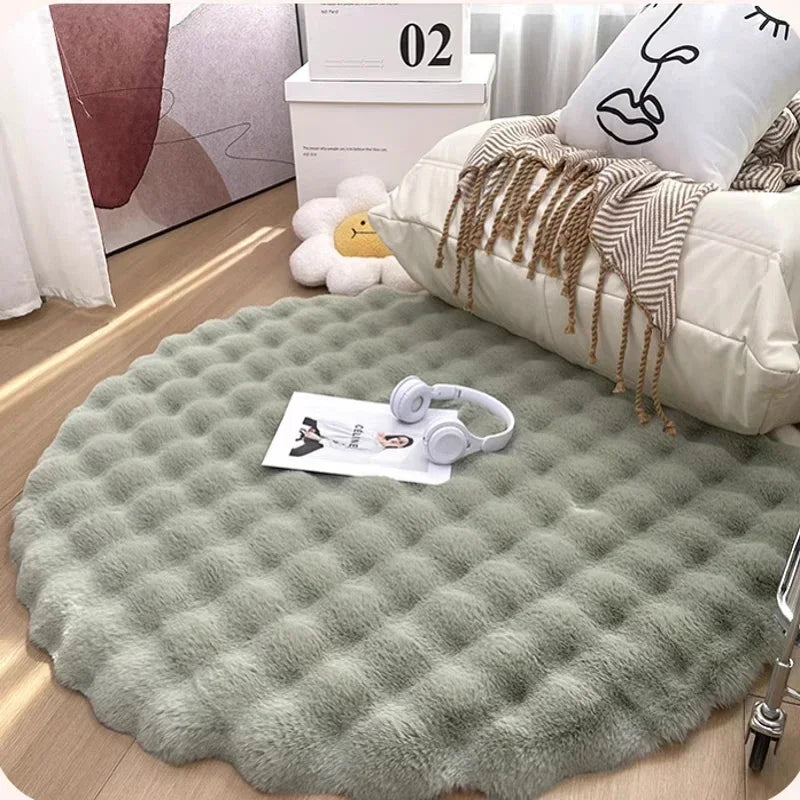 Nordic Round Carpets for Living Room Plush Floor Mat  Soft Area Rugs  Bedroom Bedside Fluffy Mat Non Slip Shaggy Rug Room Decor