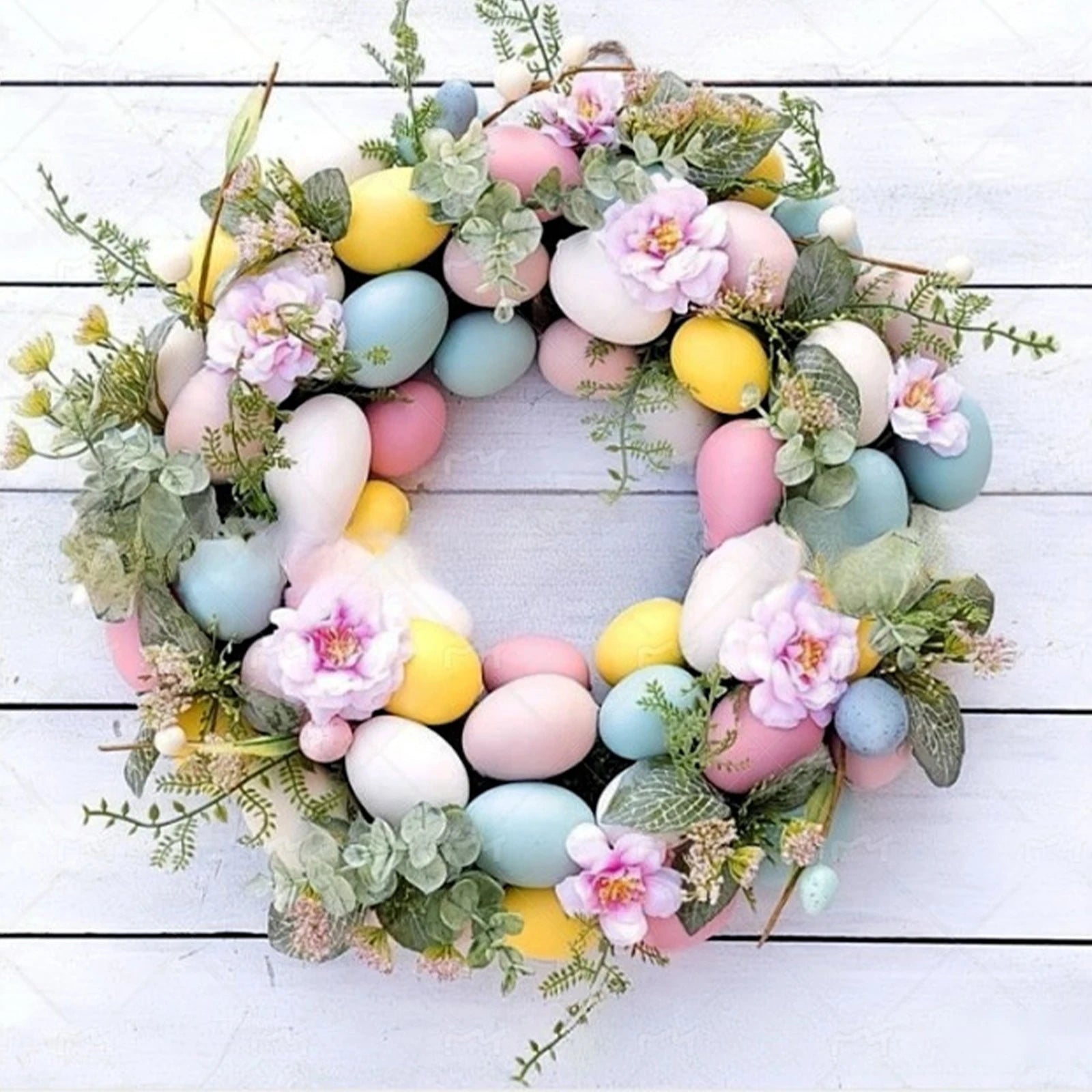 45cm Easter Egg Wreath Spring Wreaths  Front Door Patio Porch Easter Egg Mini Spring Easter Wreath Decoration Porch Decor