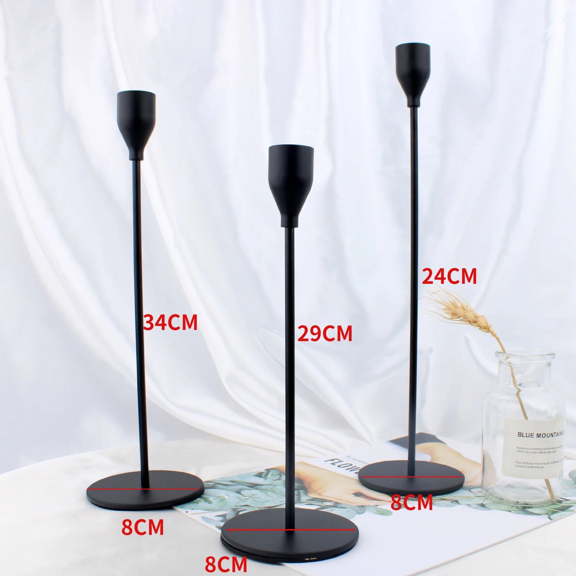 Matte Black Candle Holders Decorative Candlestick Holders for Taper Candles