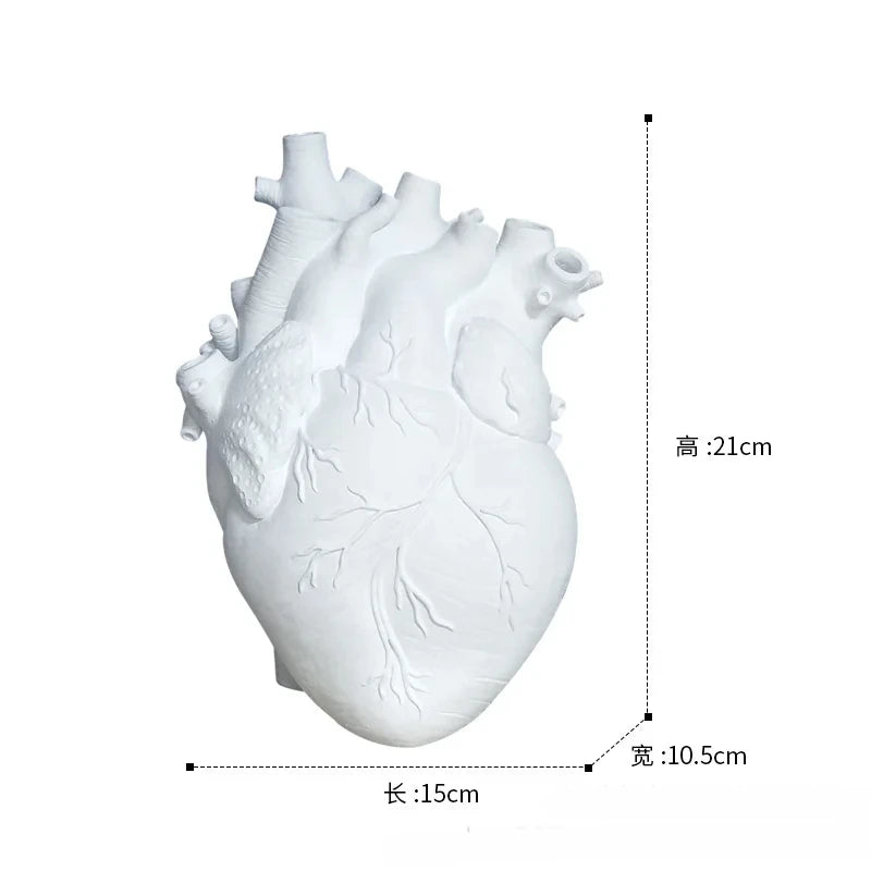 Heart-shaped vase resin vase dried flower container vase flower pot human sculpture desktop flower pot home decoration ornaments