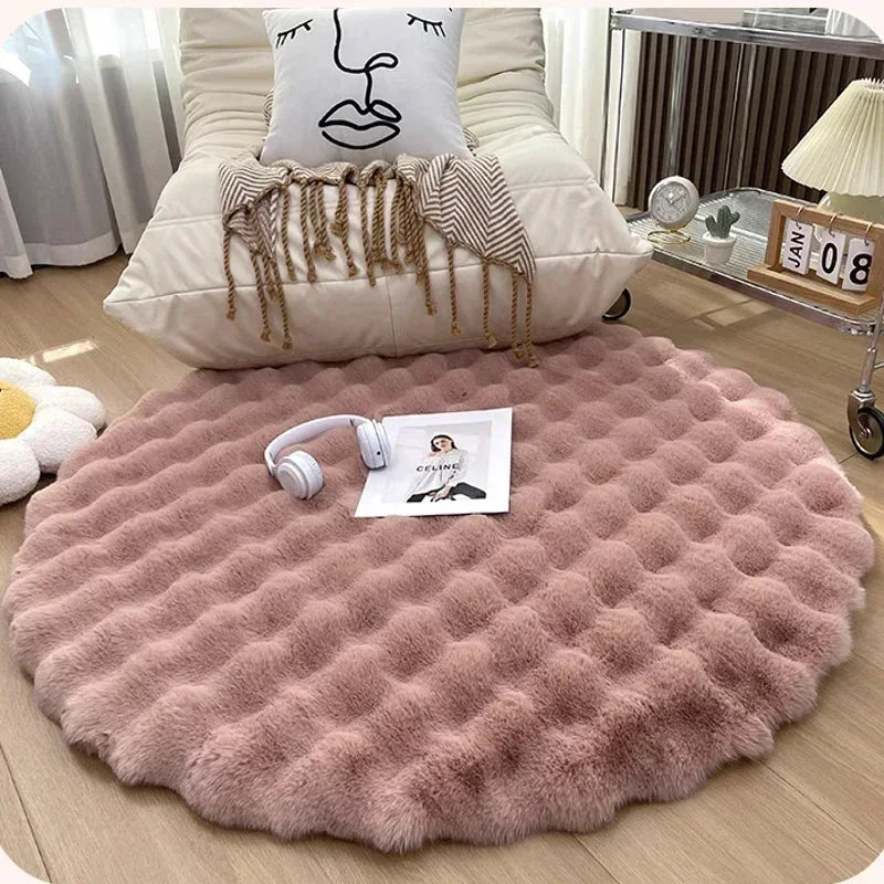 Nordic Round Carpets for Living Room Plush Floor Mat  Soft Area Rugs  Bedroom Bedside Fluffy Mat Non Slip Shaggy Rug Room Decor