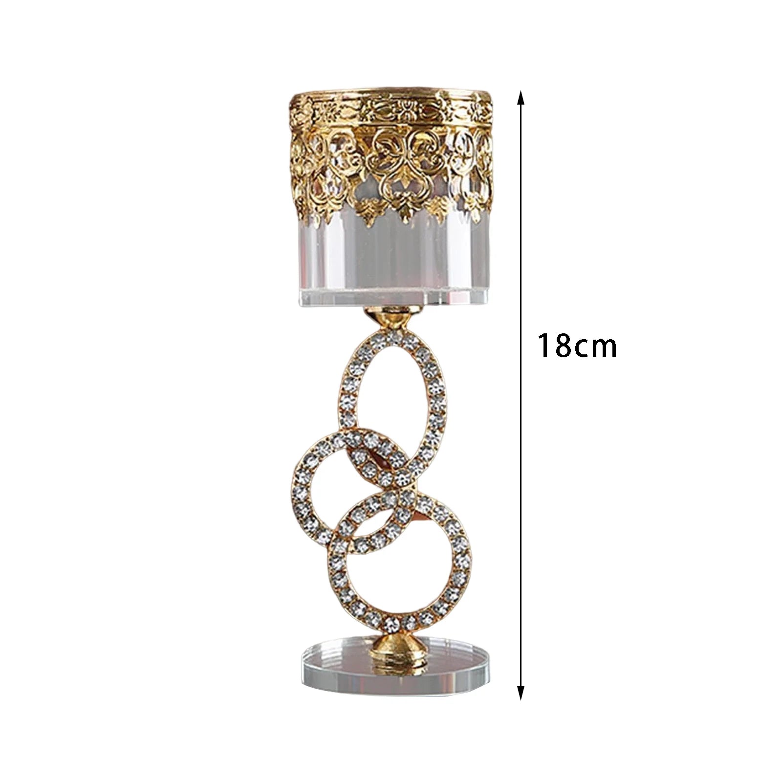 Modern Minimalist Cylindrical Glass Crystal Candlestick Metal Butter Lamp Holder Tea Light Holder Home Decor With Diamond Ring