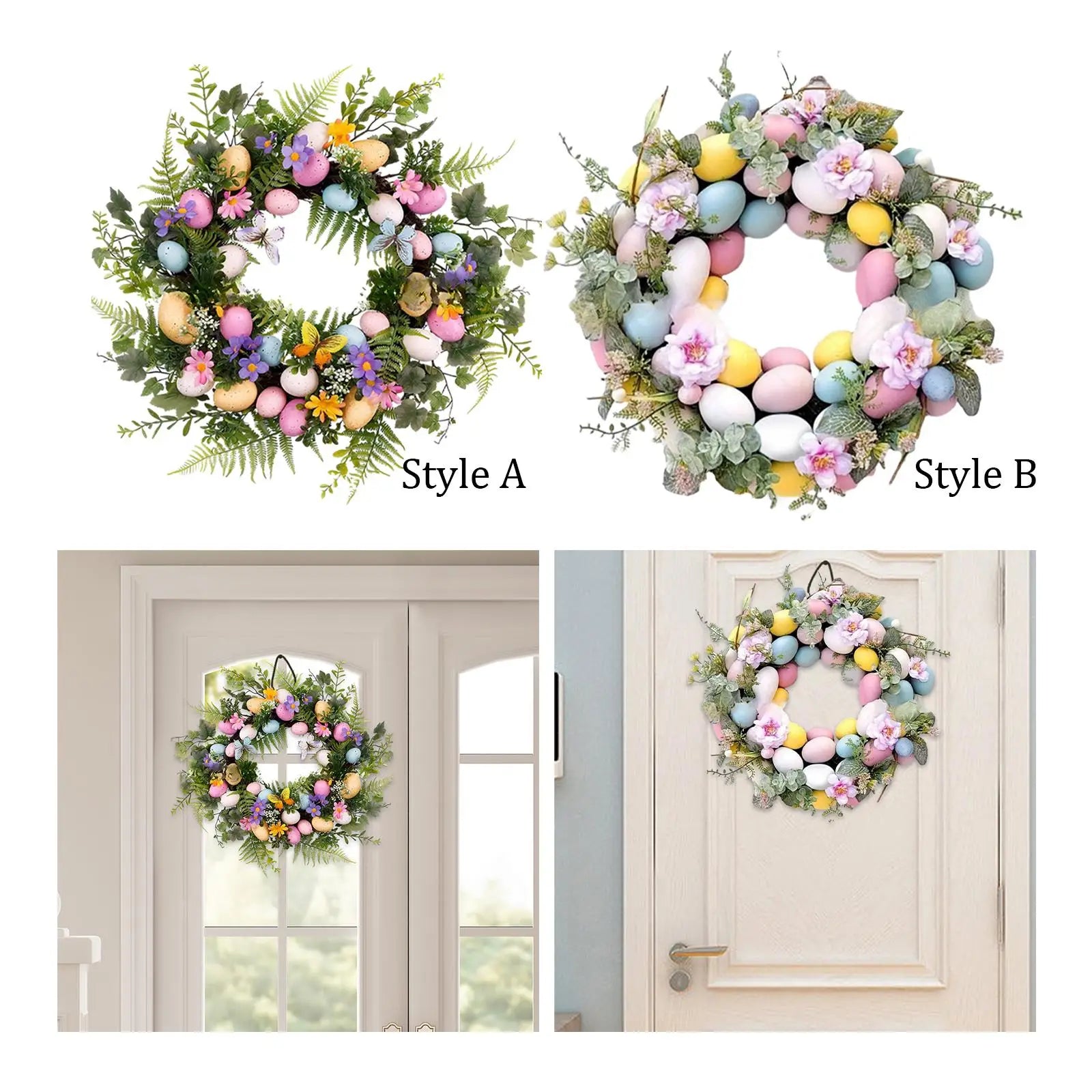 45cm Easter Egg Wreath Spring Wreaths  Front Door Patio Porch Easter Egg Mini Spring Easter Wreath Decoration Porch Decor