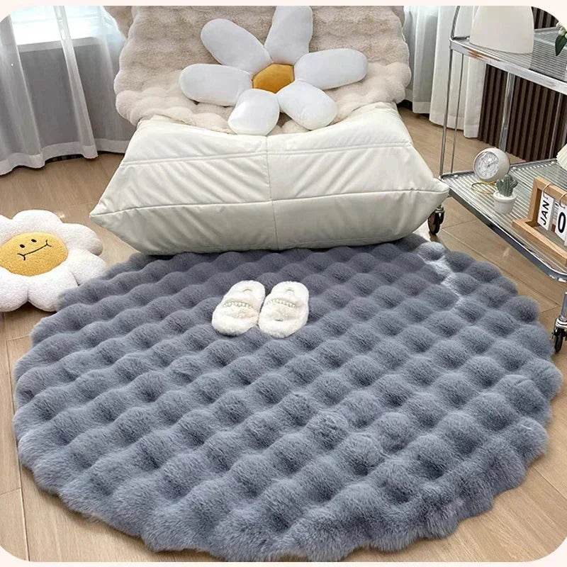 Nordic Round Carpets for Living Room Plush Floor Mat  Soft Area Rugs  Bedroom Bedside Fluffy Mat Non Slip Shaggy Rug Room Decor