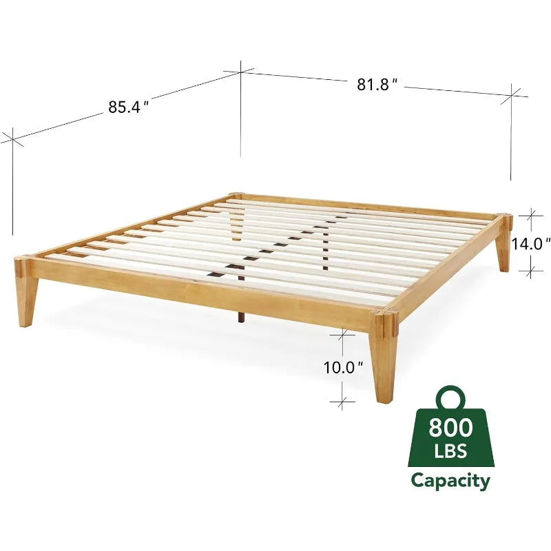 Queen Bed Frame Wood with Headboard, Farmhouse Bed Frame Queen Size,