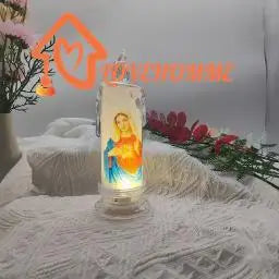 Jesus Virgin Christ Candle Lamp Romantic Tea Light Electronic Flameless LED Deco