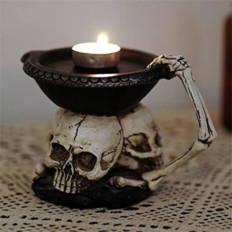 Skull Candle Holder  Gothic Shed Tears Human Skull Tealight Candle Holder 