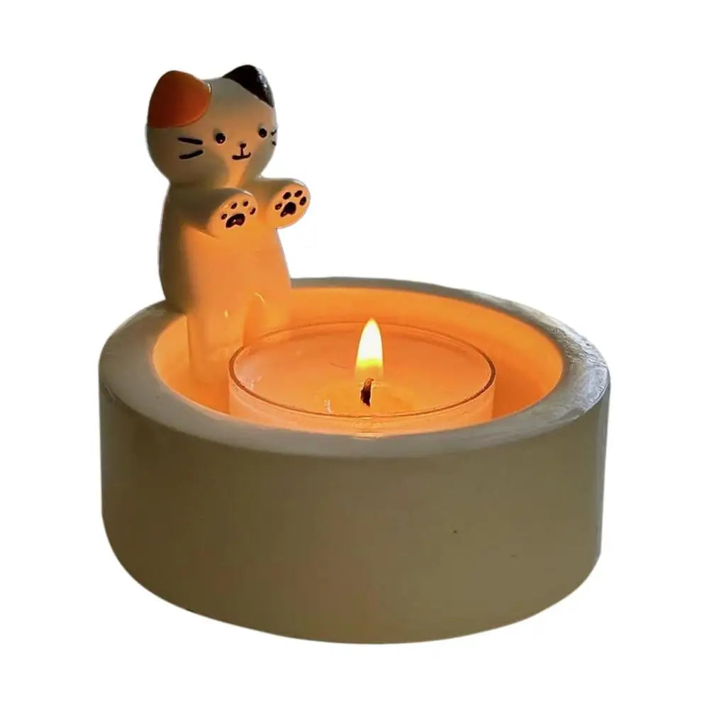 Creative Kitten Candle Holder Cat Warming Paws Candle Holder Cute Grilled Cat Aromatherapy Candle Holder Cartoon Desktop Decor