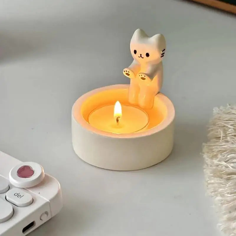 Creative Kitten Candle Holder Cat Warming Paws Candle Holder Cute Grilled Cat Aromatherapy Candle Holder Cartoon Desktop Decor