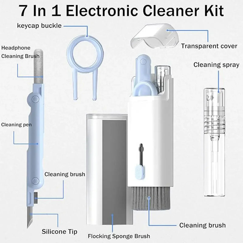 7-in-1 Cleaning Kit Computer Keyboard Cleaner Brush Earphones Cleaning Pen For AirPods IPhone Cleaning Tools Keycap Puller Set