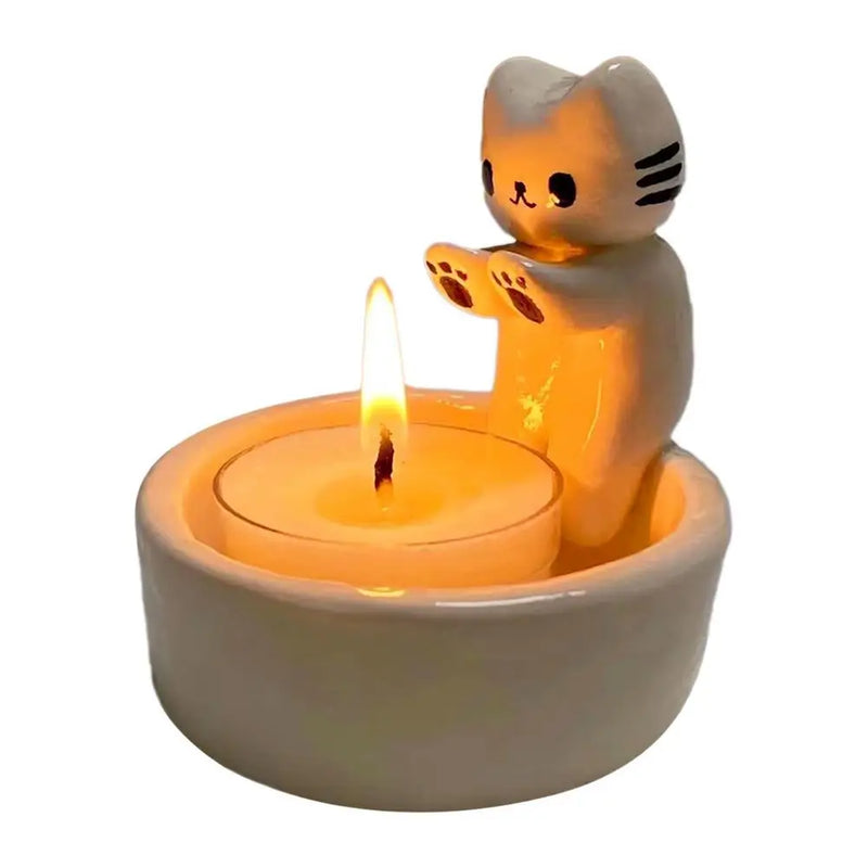 Creative Kitten Candle Holder Cat Warming Paws Candle Holder Cute Grilled Cat Aromatherapy Candle Holder Cartoon Desktop Decor