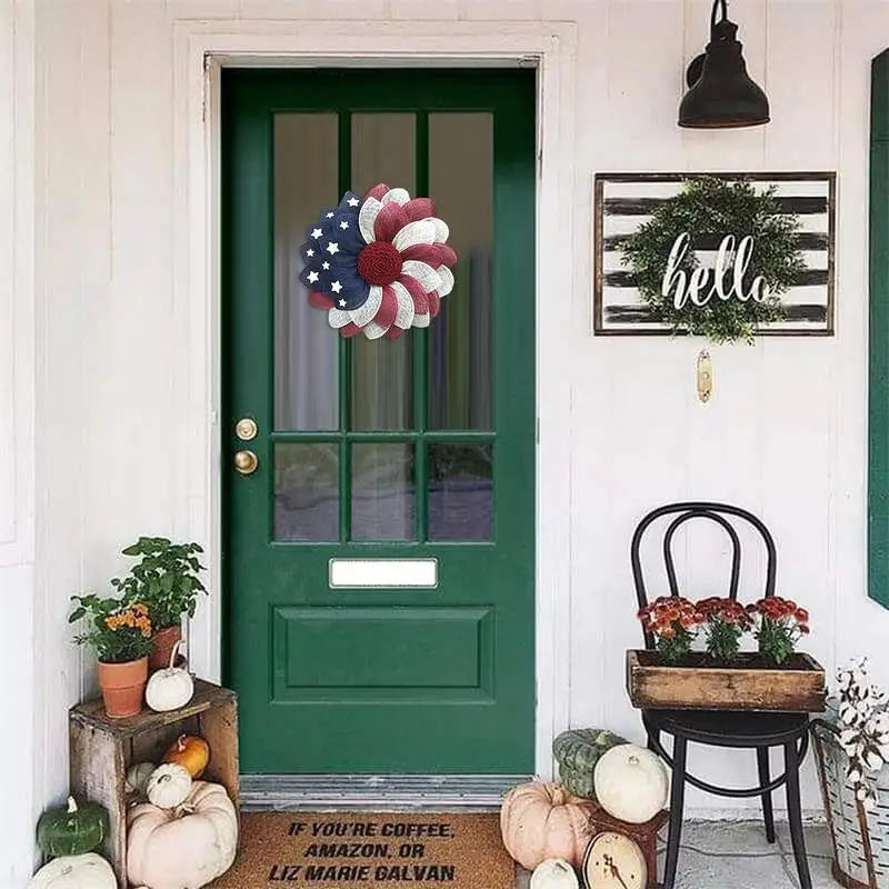 4th Of July Wreath Memorial Day Wreaths Patriotic Americana Wreath Handcrafted Memorial Day Wreath Festival Garland Decoration