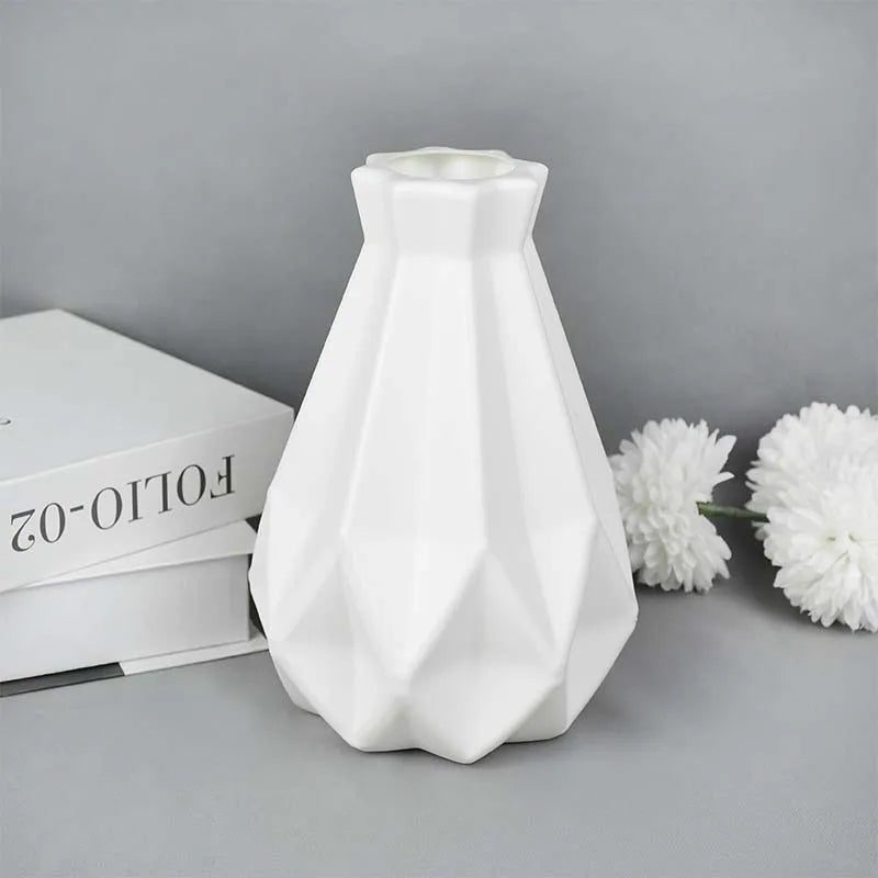 Modern Flower Vase White Pink Blue Plastic Vase Flower Pot Basket Nordic Home Living Room Decoration Ornament Flower Arrangement