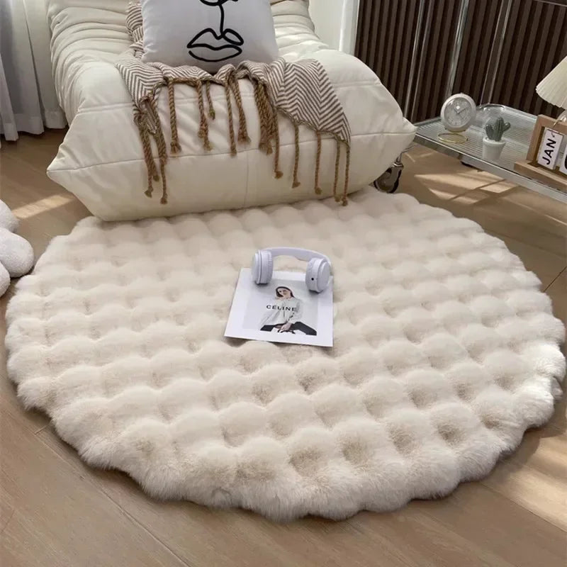 Nordic Round Carpets for Living Room Plush Floor Mat  Soft Area Rugs  Bedroom Bedside Fluffy Mat Non Slip Shaggy Rug Room Decor