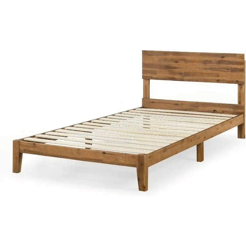 Queen Bed Frame Wood with Headboard, Farmhouse Bed Frame Queen Size