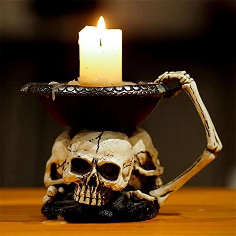 Skull Candle Holder  Gothic Shed Tears Human Skull Tealight Candle Holder 