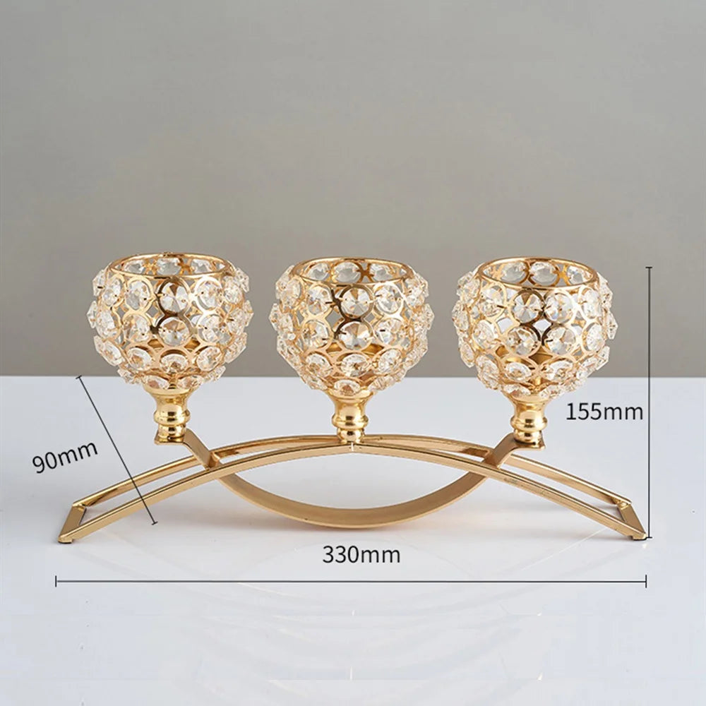 Metal Candle Holders Candlestick Crystal Coffee Dining Table Centerpieces Stand Candlesticks Wedding Christmas Home Decoration