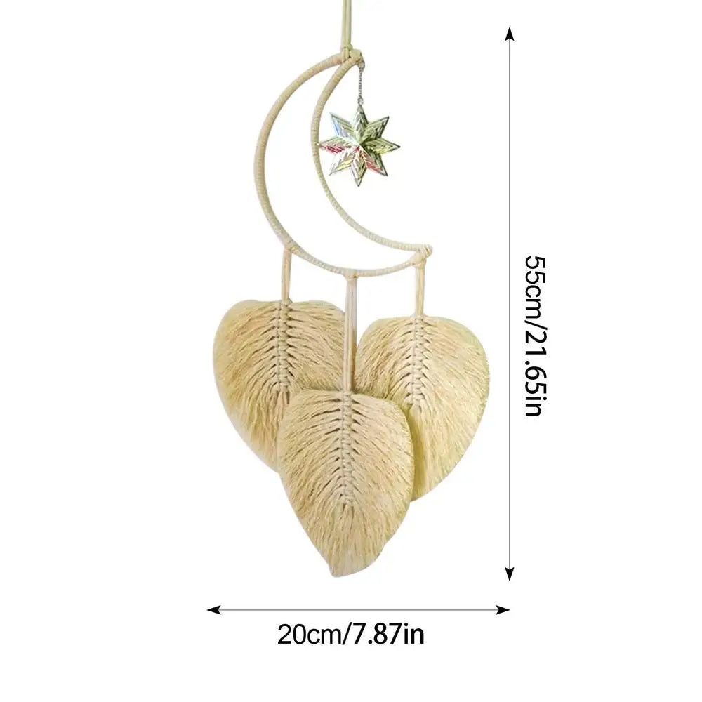 Woven Wall Decor Star Moon Dream Catcher Macrame Wall Hangings On Leaves And Beads Boho Decor Bedroom Living Room Decoration