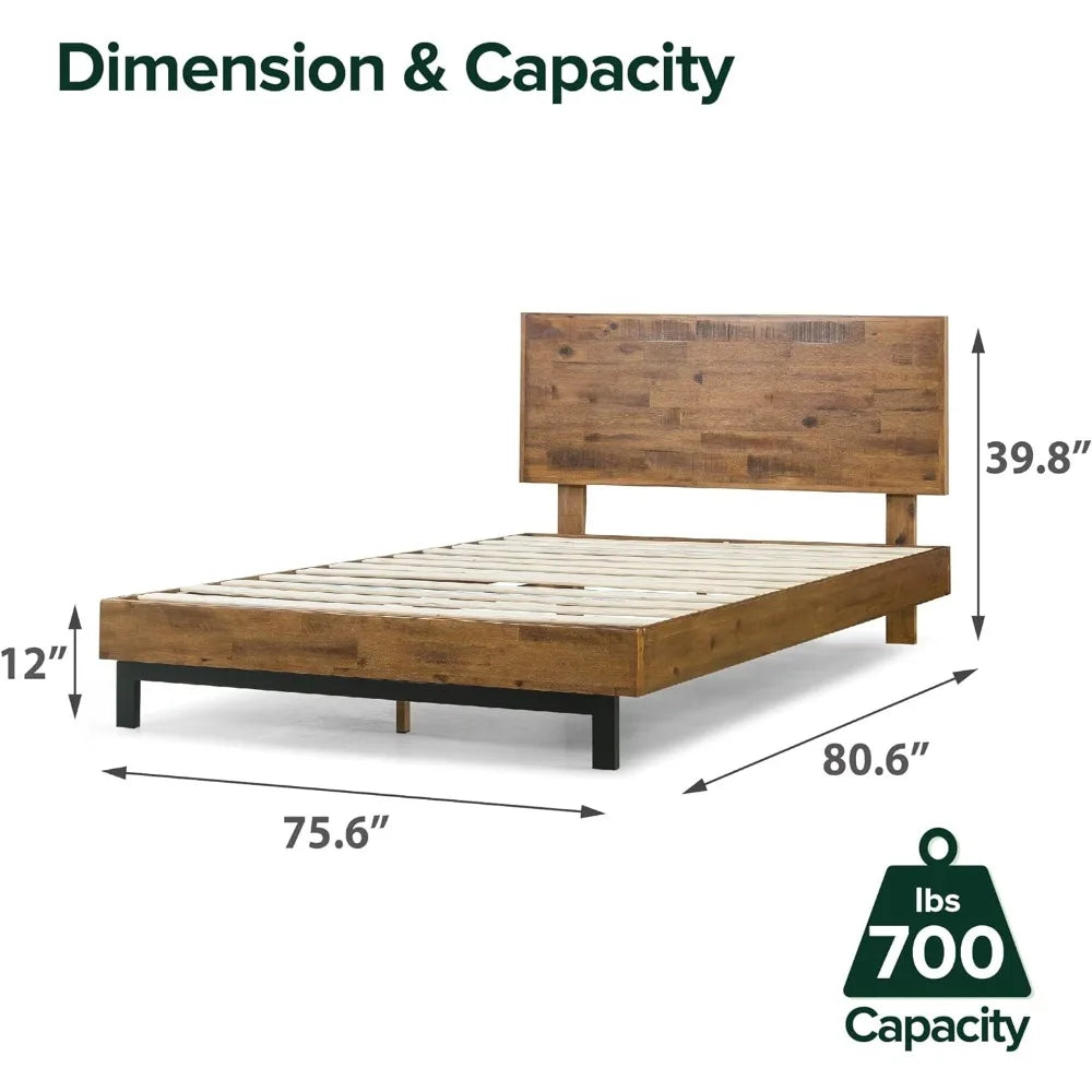 Wood Platform Bed Frame Queen Size