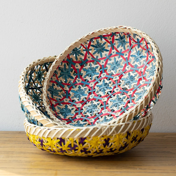 Round Rattan Bread Basket  Round Woven Basket Fruit Bowl rattan baskets with lids
