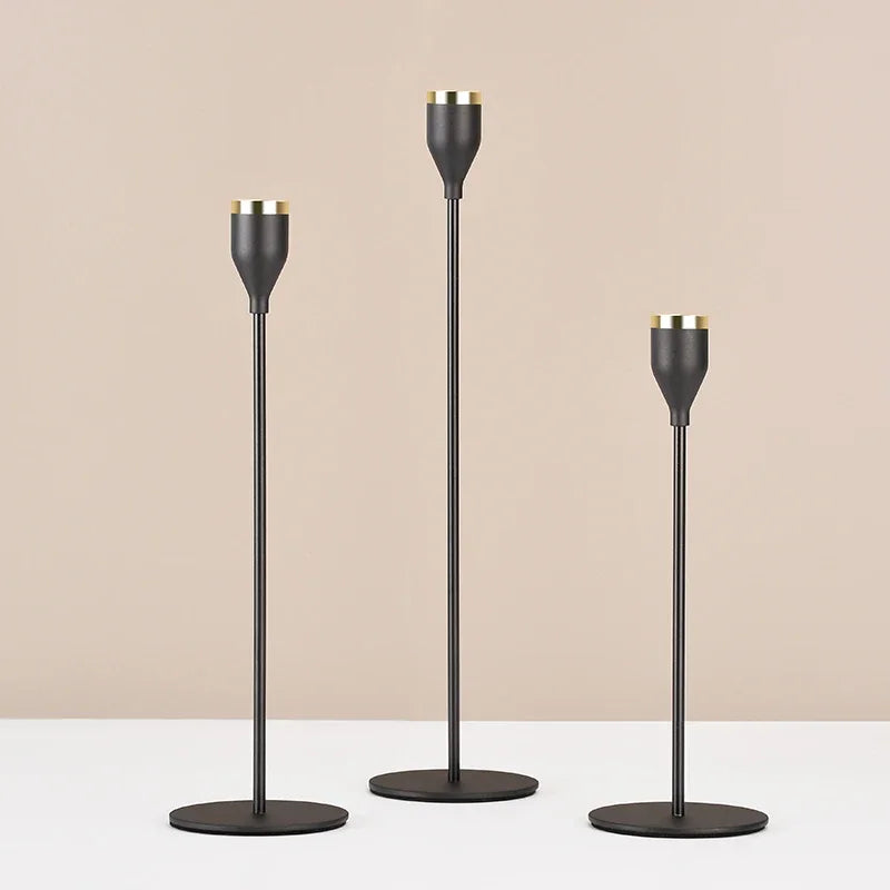 Matte Black Candle Holders Decorative Candlestick Holders for Taper Candles