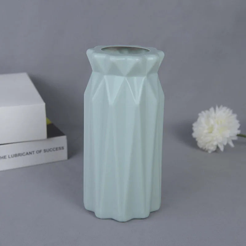 Modern Flower Vase White Pink Blue Plastic Vase Flower Pot Basket Nordic Home Living Room Decoration Ornament Flower Arrangement