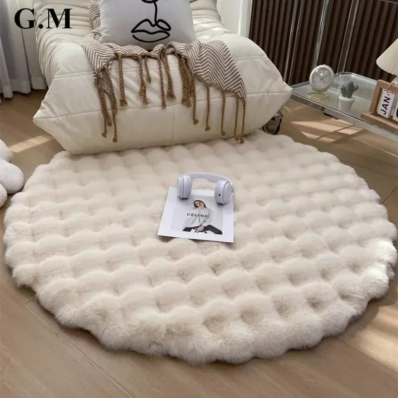 Nordic Round Carpets for Living Room Plush Floor Mat  Soft Area Rugs  Bedroom Bedside Fluffy Mat Non Slip Shaggy Rug Room Decor