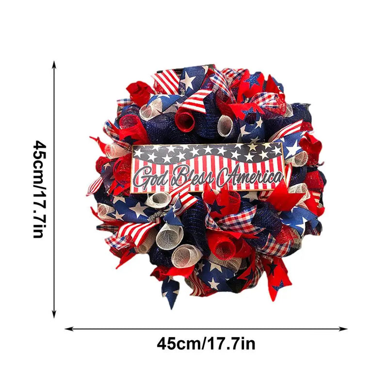 4th Of July Wreath Memorial Day Wreaths Patriotic Americana Wreath Handcrafted Memorial Day Wreath Festival Garland Decoration