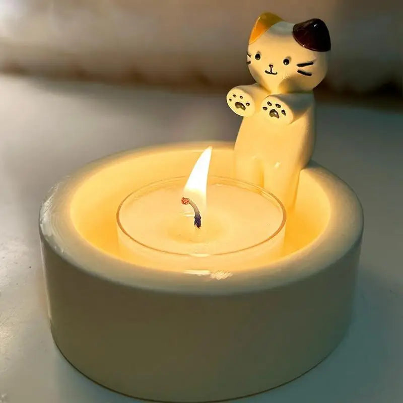 Creative Kitten Candle Holder Cat Warming Paws Candle Holder Cute Grilled Cat Aromatherapy Candle Holder Cartoon Desktop Decor